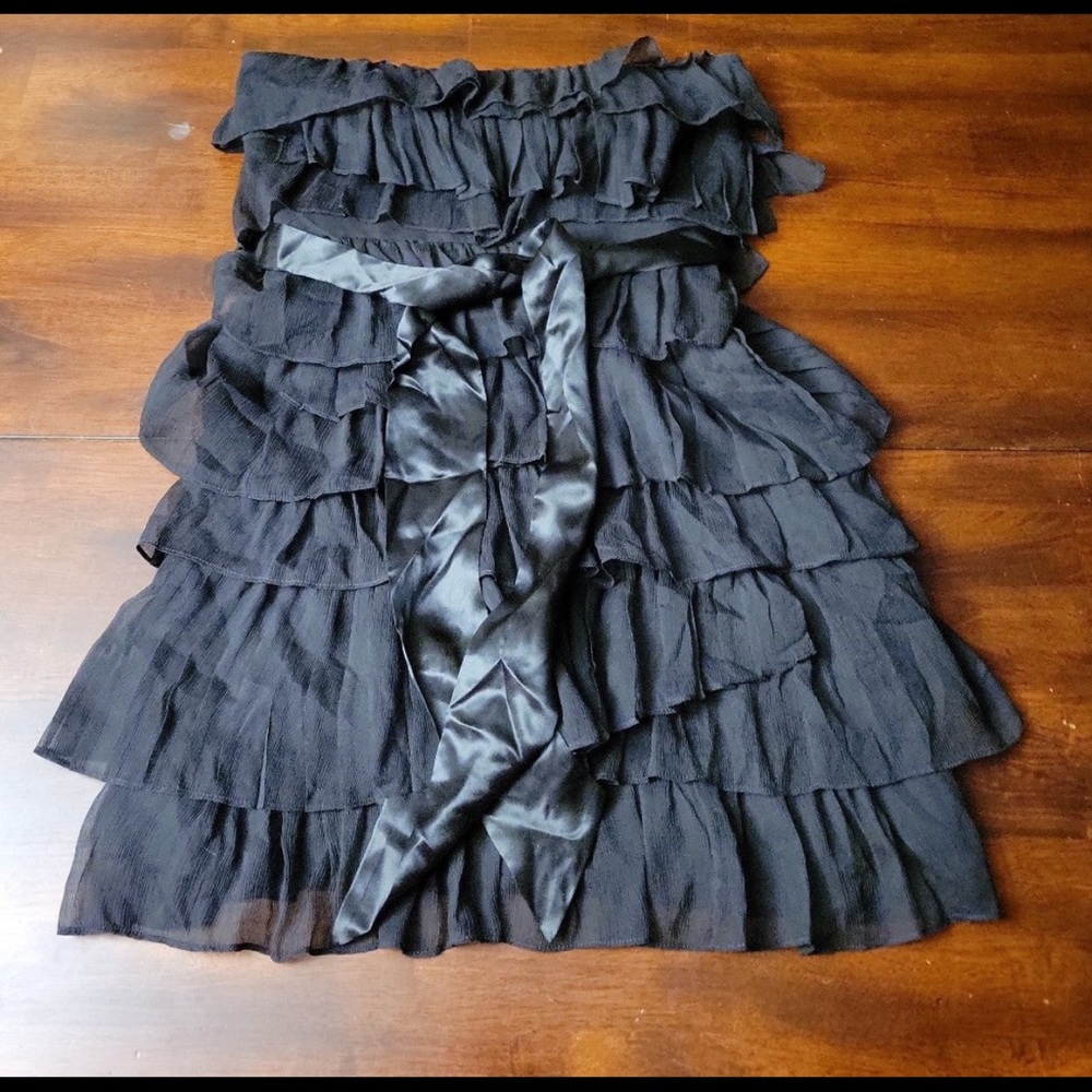 Jcrew Black Tiered Strapless Dress Size 4 Style 20504